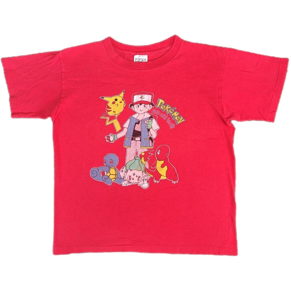 Vintage Pokemon Single Stitched Shirt Pikachu Ash Large Youth Nintendo BBS